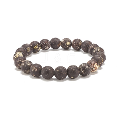 Round Natural Agate Stretch Beaded Bracelets BJEW-JB08196-04-1