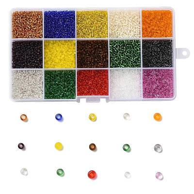 180G 15 Colors Glass Seed Beads SEED-JQ0003-01A-2mm-1
