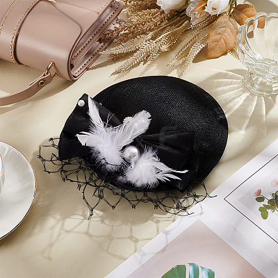 Linen Cloth Mini Hat Fascinator Base AJEW-WH0472-53B-1