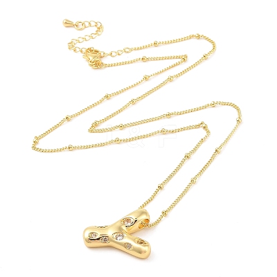 Brass Micro Pave Clear Cubic Zirconia Pendant Necklaces NJEW-Z038-01G-Y-1
