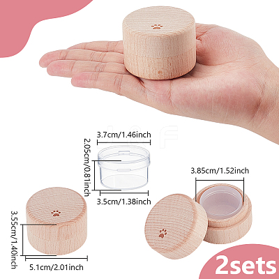 Carved Wood Baby Tooth Keepsake Cases with Lids CON-WH0100-09A-1