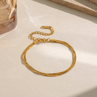 304 Stainless Steel Snake Chain 3-Strand Bracelets for Women UU3711-1