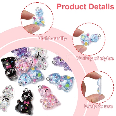 10Pcs 5 Styles Transparent Resin Pendants RESI-FS0001-92-1