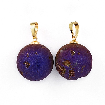 Electroplate Natural Druzy Geode Agate Pendants G-L479-38C-G-1