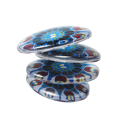 Mosaic Printed Glass Oval Cabochons GGLA-N003-13x18-G-1