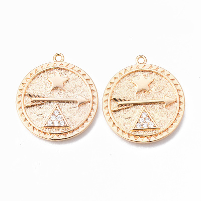 Brass Micro Pave Clear Cubic Zirconia Pendants KK-N232-142-NF-1