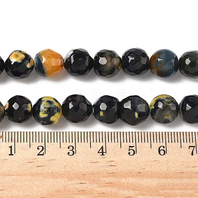 Faceted Natural Fire Crackle Agate Beads Strands G-F447-10mm-A09-1