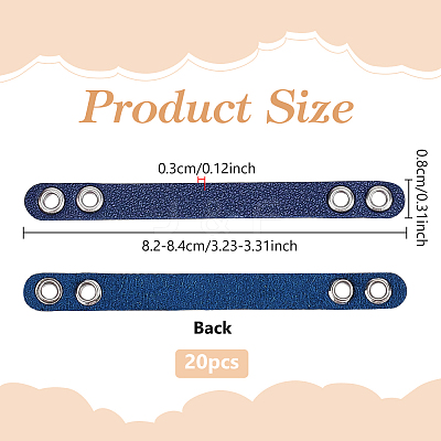 20Pcs Imitation Leather Bag Webbing Straps with Silver Color Plated Metal Eyelets for Bag Accessories DIY-NB0016-35C-1