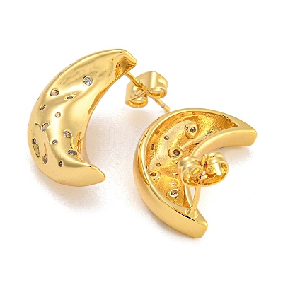 Brass Micro Pave Clear Cubic Zirconia Stud Earrings LS-EJEW-L295-002D-G-1