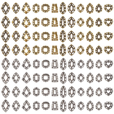 144Pcs 24 Styles Alloy Cabochons Coonector Settings for Rhinestone FIND-PH0028-92-1