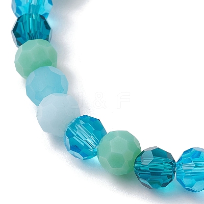 Glass Faceted Round Beaded Stretch Bracelets BJEW-JB10057-01-1