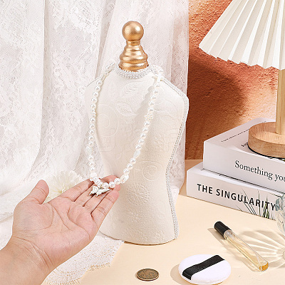 Bust Shaped Floral Velveteen Necklace Display Stands ODIS-WH0099-190-1