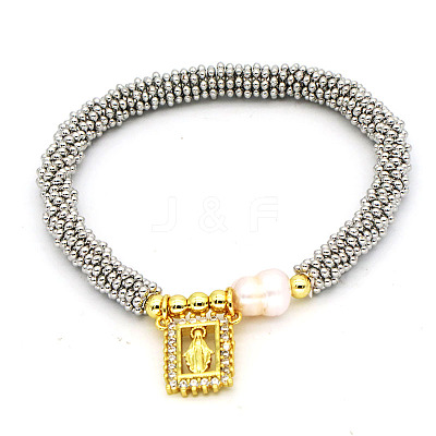 304 Stainless Steel Round Beads Stretch Bracelets FS-WG5A960-04-1
