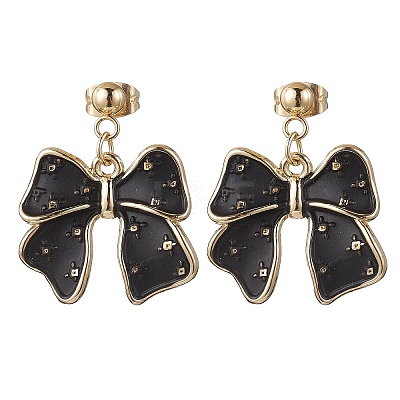 Bowknot Alloy Enamel Dangle Stud Earrings EJEW-JE06449-1