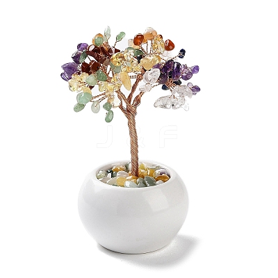 Natural Mixed Gemstone Chips Tree Decorations DJEW-M012-01E-1