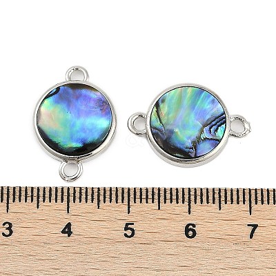Brass Pave Natural Paua Shell Connector Charms KK-M299-01D-P-1