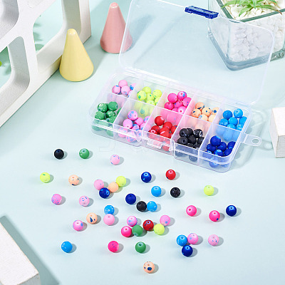 200Pcs 10 Colors Forsted Glass Beads GLAA-TA0003-28-1