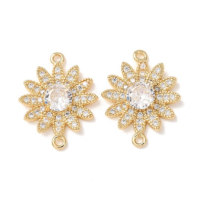 Brass Micro Pave Clear Cubic Zirconia Connector Charms CU-CBA4579-05G-D-1