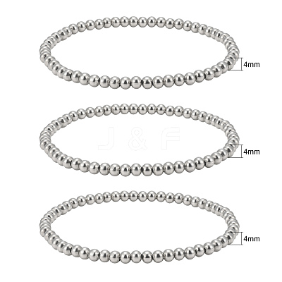 Non-Tarnish 304 Stainless Steel Stretch Bracelets Set for Men Women BJEW-JB06675-1