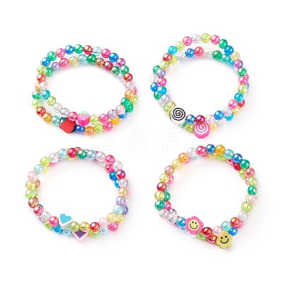 Transparent Acrylic Beaded Stretch Kids Bracelets BJEW-JB06316-1