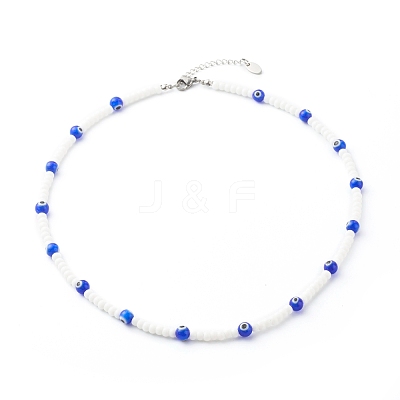 Glass Beaded Necklace NJEW-JN03575-1