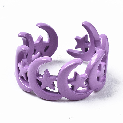 Spray Painted Brass Cuff Rings RJEW-S044-149-1