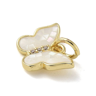 Brass Micro Pave Cubic Zirconia Charms KK-U046-16G-02-1