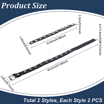4Pcs 2 Styles PU Leather Choker Necklaces & Bracelets Set for Women Men AJEW-UN0002-01-1