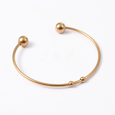 Fashion 304 Stainless Steel Cuff Bangles Torque Bangles BJEW-H473-01G-1