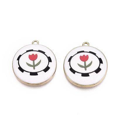 Printed Alloy Enamel Pendants ENAM-N072-03KCG-04-1