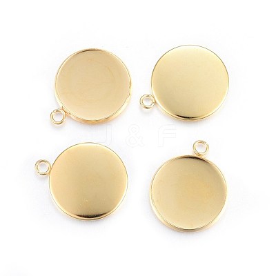 Rack Plating 304 Stainless Steel Pendant Cabochon Settings X-STAS-F191-14G-F-1