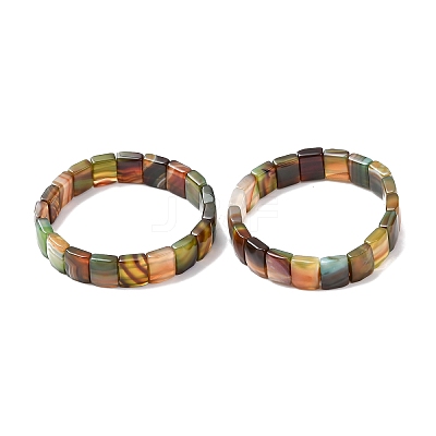 Dyed & Heated Natural Banded Agate Faceted Beaded Stretch Bracelets for Women BJEW-K251-08D-1