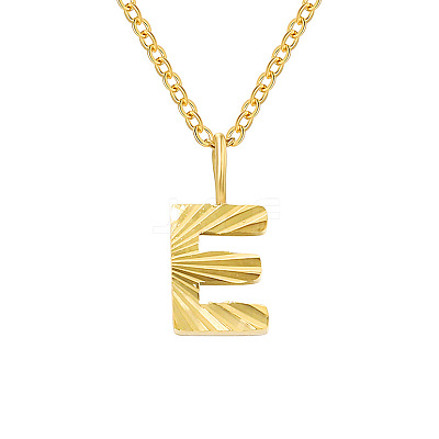 Personalized Stainless Steel Textured Alphabet Initial Pendant Necklaces for Women Men RF0956-5-1
