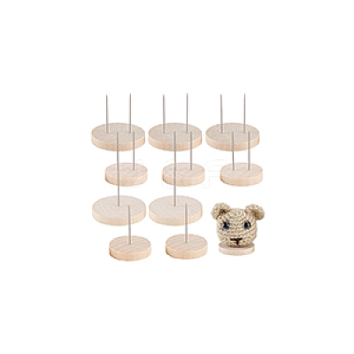 12Pcs 4 Styles Flat Round Wooden Doll Stands Display Holder DIY-GA0007-28-1