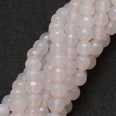 Natural White Agate Beads Strands G-G882-8mm-A06-7-1