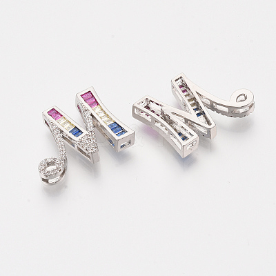 Brass Cubic Zirconia Slide Charms ZIRC-S063-01M-P-1