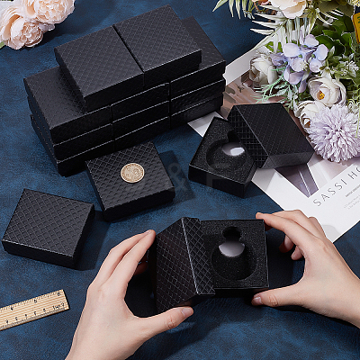 Rhombus Textured Paper Single Watch Packaging Boxes CON-WH0107-39-1