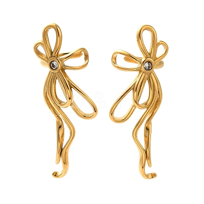 304 Stainless Steel Bowknot Cuff Earrings EJEW-C113-02G-1