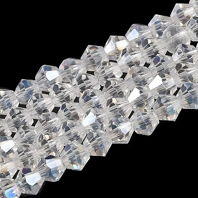 Transparent Electroplate Glass Beads Strands GLAA-F029-4mm-A13-1