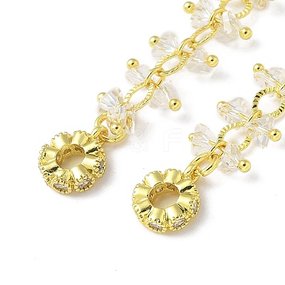 Brass Clear Cubic Zirconia Chain Tassel European Safety Chain Charms KK-A236-06G-1