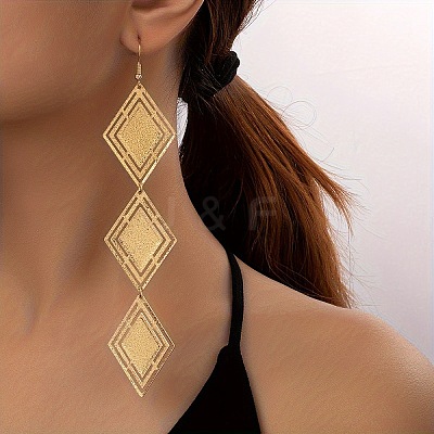 Alloy Rhombus Dangle Earrings FS-WG9FBBE-02-1