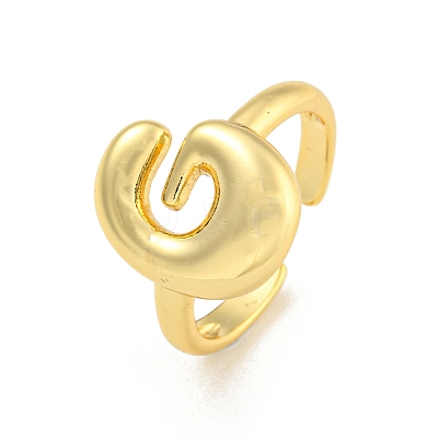 Brass Letter Open Cuff Rings for Women RJEW-G313-01G-G-1