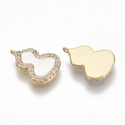 Brass Micro Pave Clear Cubic Zirconia Charms KK-S355-007G-NF-1
