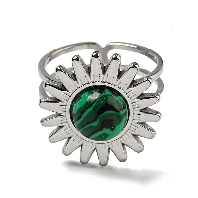 Sun 304 Stainless Steel Open Cuff Rings STAS-Z060-08P-02-1