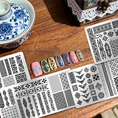Stainless Steel DIY Nail Art Templates MRMJ-WH0098-062-1