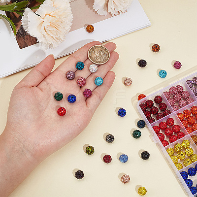 240Pcs 24 Colors Pave Disco Ball Beads RB-PA0001-09B-1