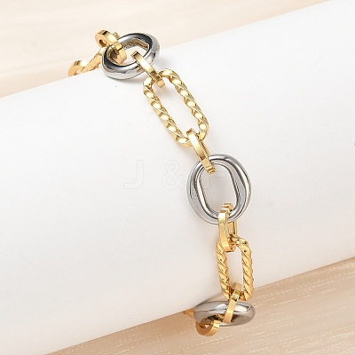 304 Stainless Steel Oval Link Chain Bracelets for Women BJEW-A169-05GP-1