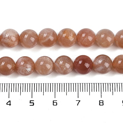 Natural Sunstone Round Bead Strands G-F266-11-8mm-01-1