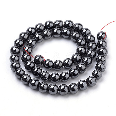 Non-magnetic Synthetic Hematite Beads Strands G-S259-44-8mm-1