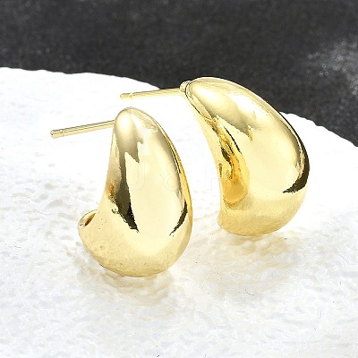 Brass Half Hoop Earrings EJEW-H104-18G-1